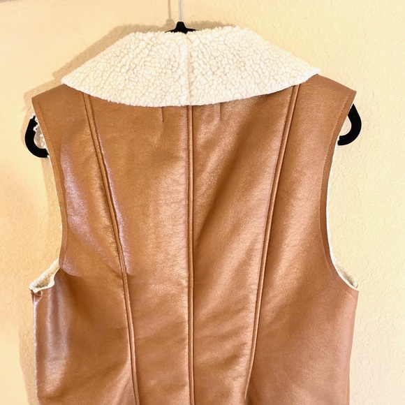 Ashley Stewart Faux Leather Faux Sherpa Vest - Picture 2 of 6